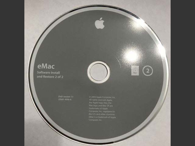 eMac Software Install & Restore (2 DVD set) Disc v1.1 (DVD) (2004)