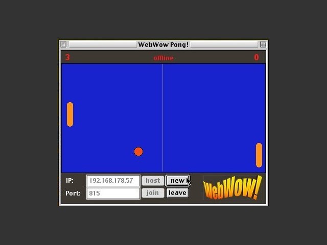 WowPong hosting LAN multiplayer on mac OS 9 