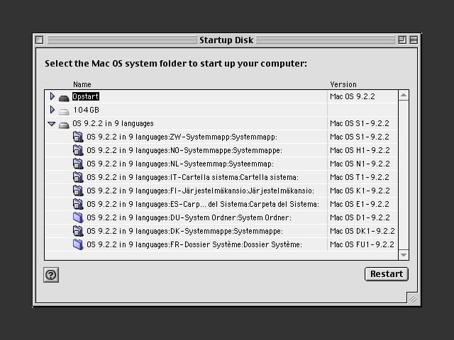 Mac OS 9.2.2 in European languages (2001)