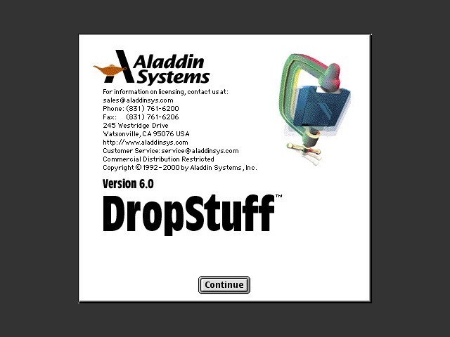 DropStuff 6.0 installer splash screen 