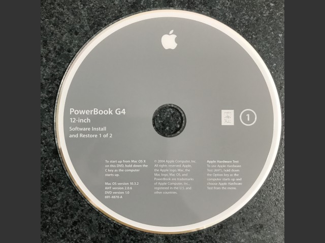 691-4870-A,,PowerBook G4 12-inch. Software Install & Restore (2 DVD set) Mac OS... (2004)