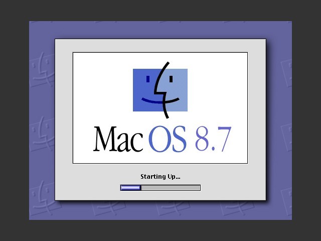 Welcome to Mac OS 8.7 startup screen 