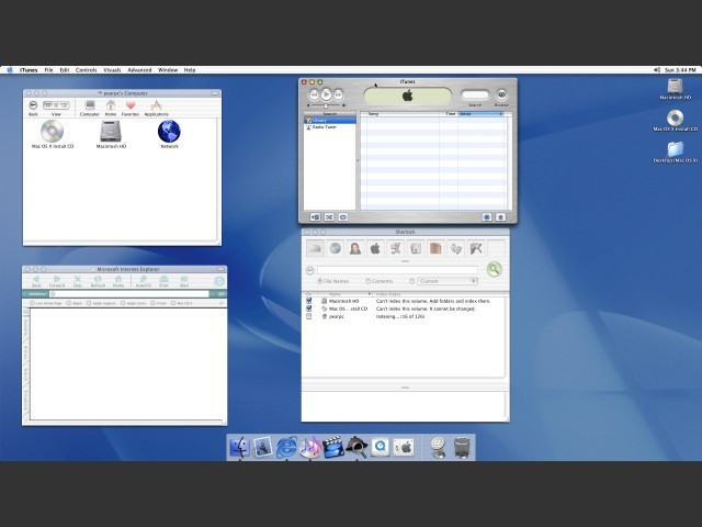 Mac OS 10.1 "Puma" running in PearPC with multible apps running 