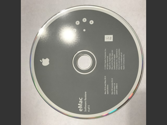 eMac Software Restore (5 CD set) Mac OS X & Mac OS 9 applications SSW 9.2.2 Disc v1.0... (2002)