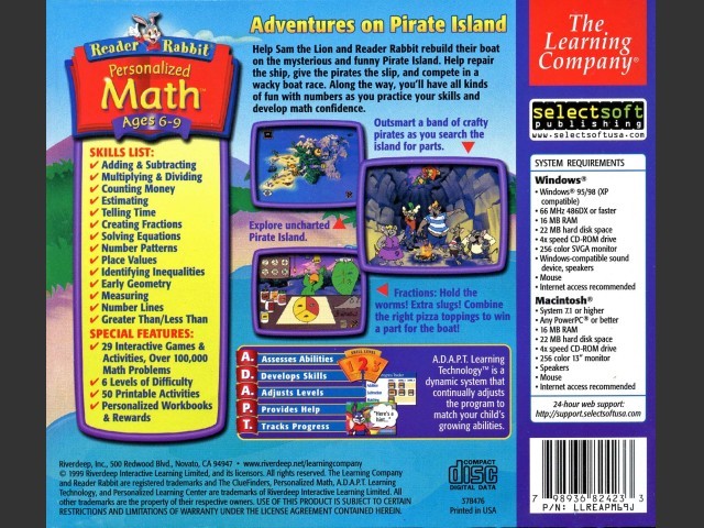 Reader Rabbit Personalized Math Ages 6-9 (1999)