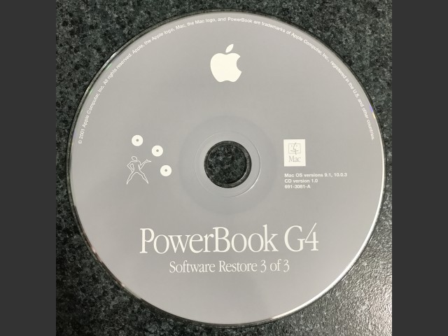 691-3079-A,,PowerBook G4 Install & Software Restore (3 CD set) Mac OS v9.1, v10.0.3.... (2001)