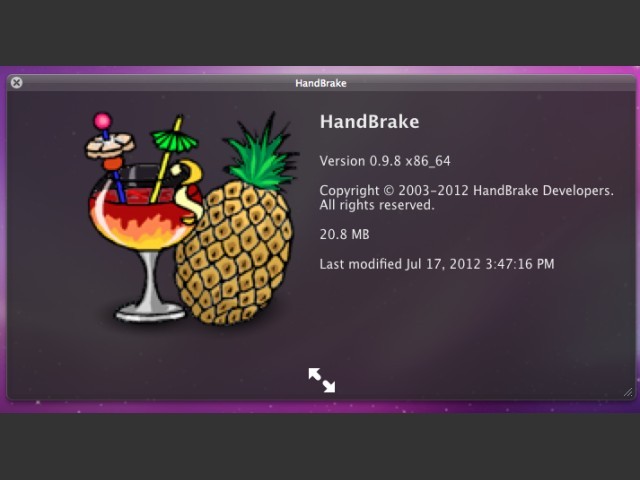 HandBrake 0.9.8 x86 64-bit For OSX 10.6 INTEL (2009)