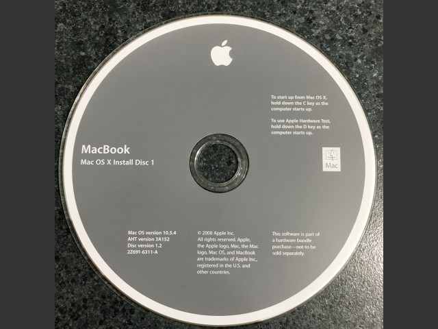 Mac OS X 10.5.6 (Disc 1.0) (MacBook)  (DVD DL) (2009)
