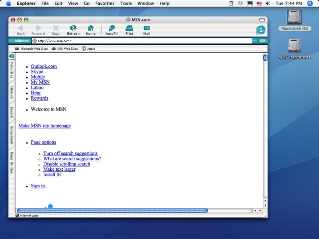 Microsoft Internet Explorer 5.2.3 for Mac OS X (2002)