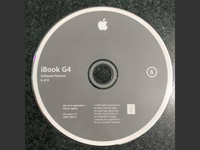 691-4859-A,,iBook G4. Software Restore (8 CD set) Mac OS X applications. Classic... (2004)