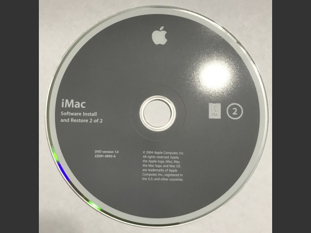 691-4849-A,,iMac. Software Install & Restore (2 DVD set) Mac OS v10.3.2. AHT v2.0.3.... (2003)