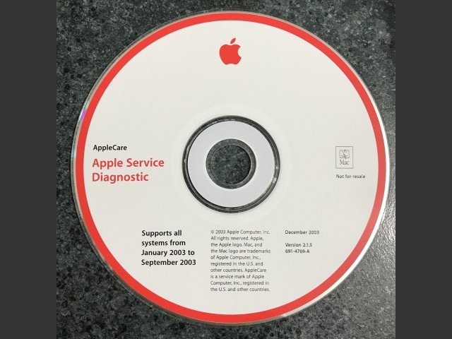 691-4769-A,,AppleCare Apple Service Diagnostic. v2.1.5. 2003-Dec. Supports all systems... (2003)