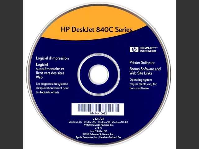 HP DeskJet 840C Series Printer Software CD [ENG/FRA] (1999)