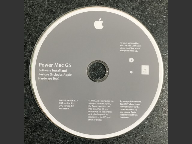 Mac OS X 10.3 (Disc 1.0) (G5) (691-4680-A) (AHT 2.1.1) (DVD) (2003)