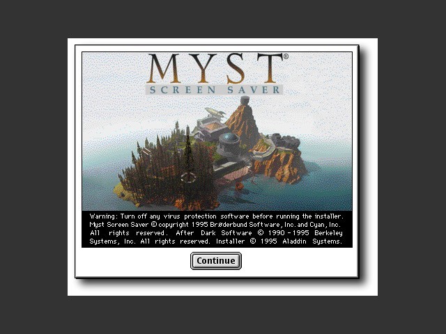 Myst Screen Saver Installer dialog 