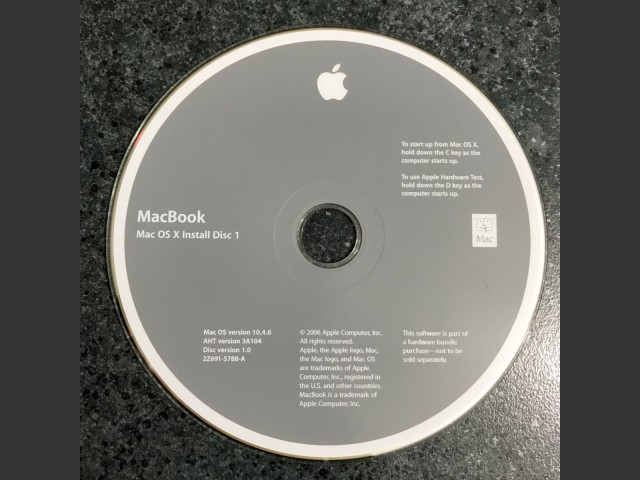 Mac OS X 10.4.6 (MacBook Core Duo) (AHT 3A104) (DVD DL) (2005)