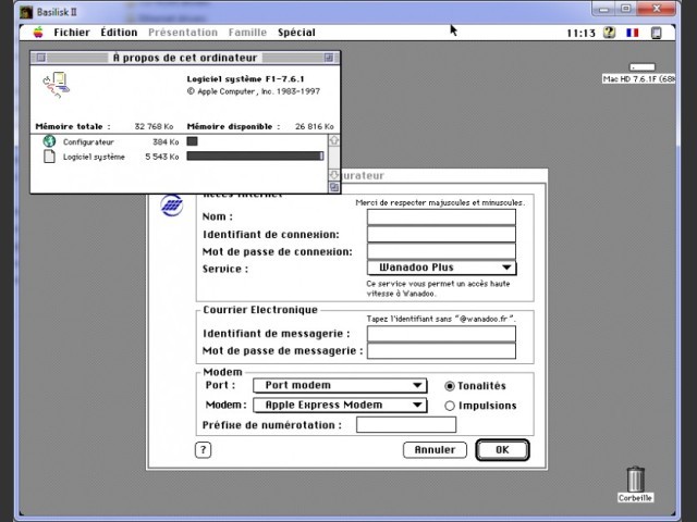 Mac OS 7.6.1 (68K) running in Baslisk II 