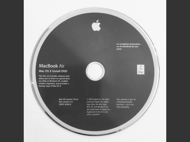 Mac OS X 10.5.6 (Disc 1.0) (MacBook Air) (691-6361-A,2Z) (DVD DL) (2009)