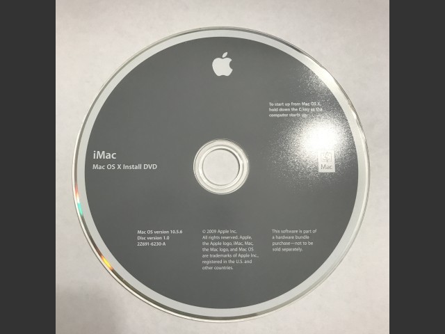 Mac OS X 10.5.6 (Disc 1.0) (iMac) (691-6230-A,2Z) (DVD DL) (2008)