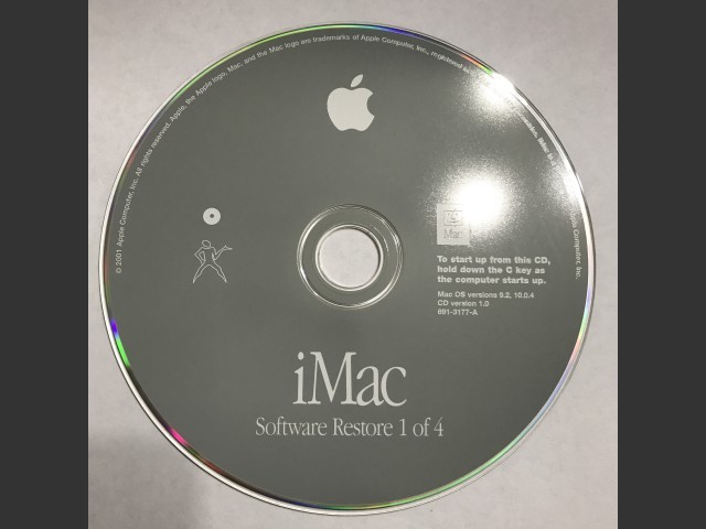 691-3177-A,,iMac. Install & Software Restore (4 CD set) Mac OS v9.2, v10.0.4. Disc v1.0... (2001)