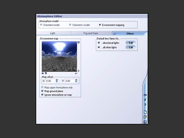 Atmosphere editor interface in Vue 5 Esprit 
