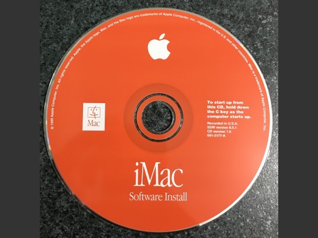 691-2176-A,,iMac Software Install & Restore / SSW v8.5.1 Disc v1.0 1999 (CD) (1999)