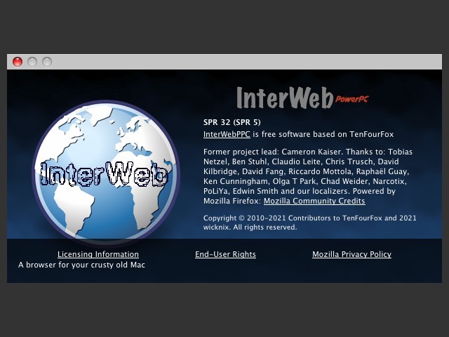 InterWebPPC browser - A rebrand of TenFourFox for the future (2021)