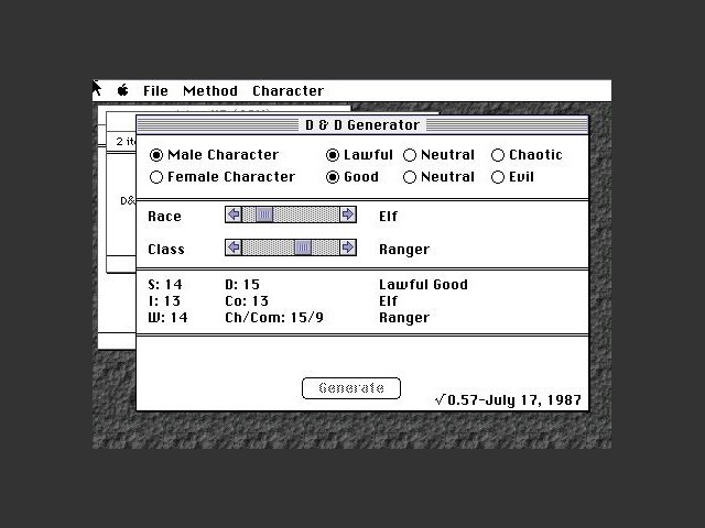 Dungeons & Dragons Character Generator (1987)