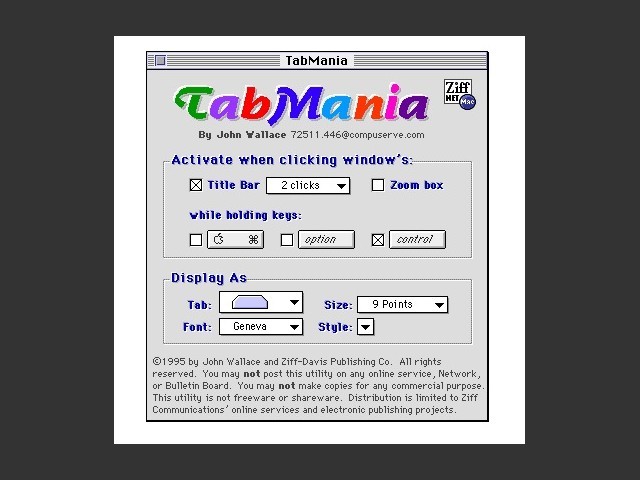 ZMac's TabMania 1.01 (1994)