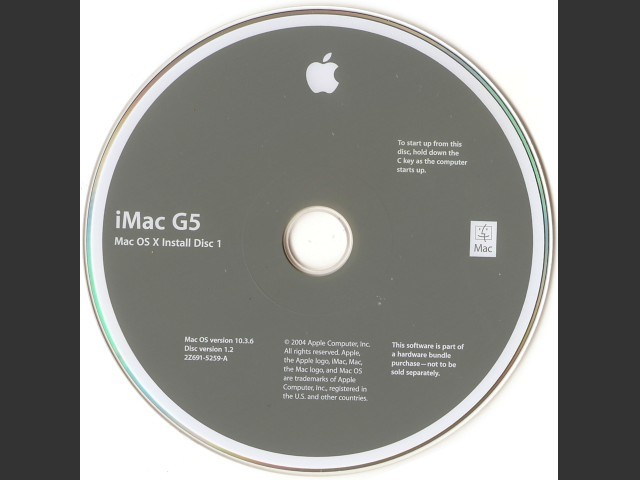 Mac OS X 10.3.6 (iMac G5) (DVD DL) (2004)