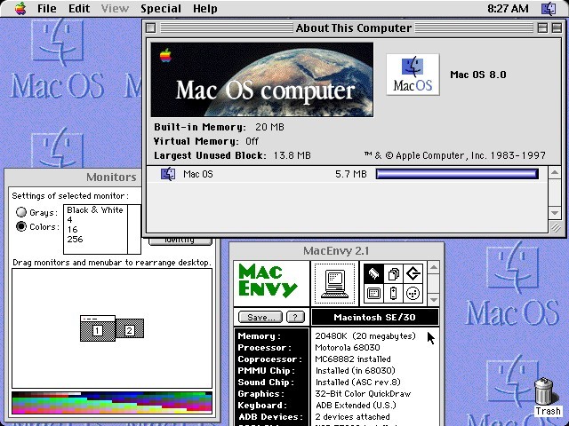Mac OS 8 running on a Macintosh SE/30 