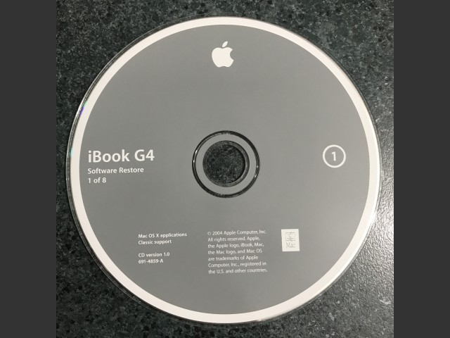 691-4859-A,,iBook G4. Software Restore (8 CD set) Mac OS X applications. Classic... (2004)