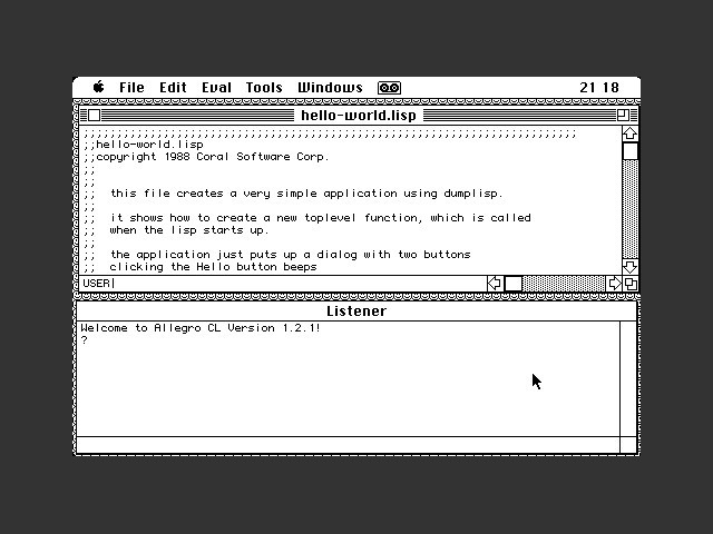 Macintosh Allegro Common LISP (1988)