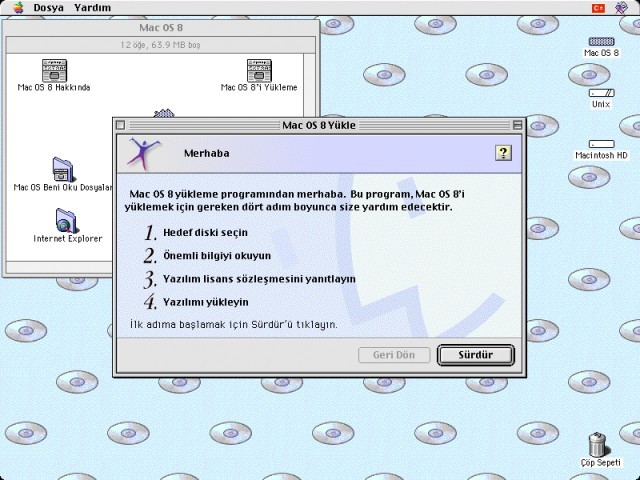 Mac OS 8 Installation / Yükleme Ekranı 
