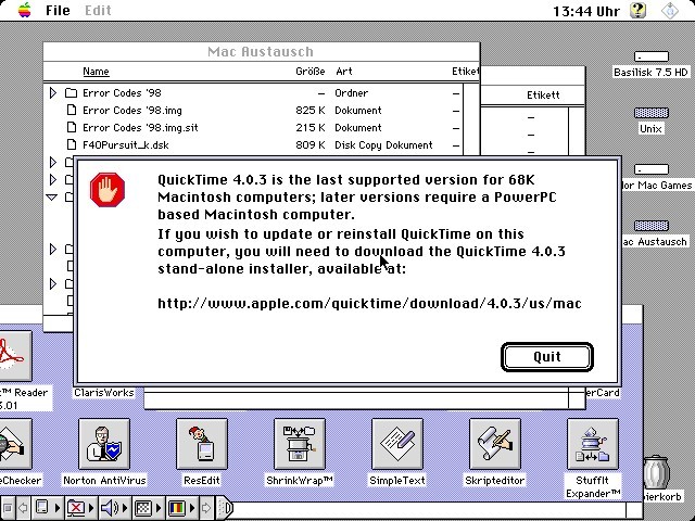 QuickTime 4.0.3 is the last 68K version 