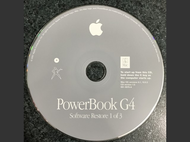 691-3079-A,,PowerBook G4 Install & Software Restore (3 CD set) Mac OS v9.1, v10.0.3.... (2001)