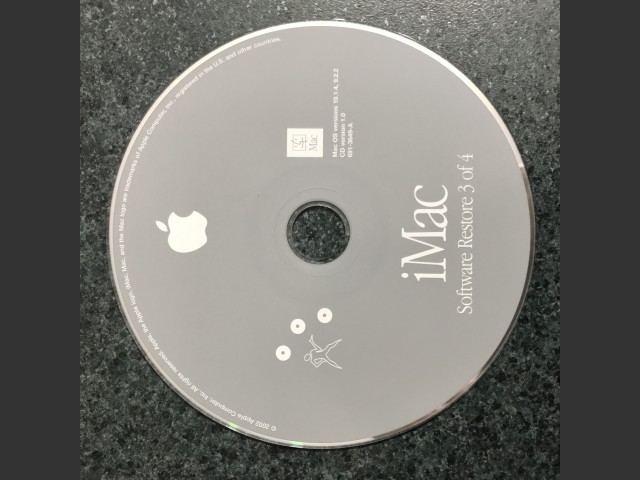 691-3647-A,,iMac. Software Restore (4 CD set) Mac OS v10.1.4, v9.2.2 Disc v1.0 2002 (CD) (2002)