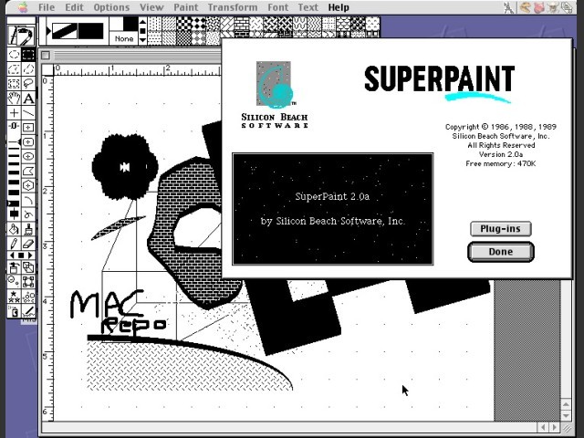 SuperPaint 2.0a / Main interface + About Window 