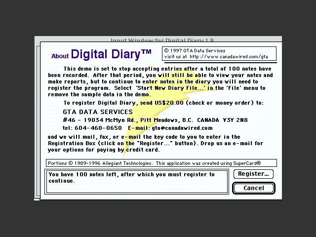 Digital Diary 1.9 (1998)