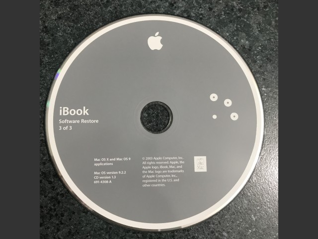 iBook Software Restore (3 CD set) Mac OS 9.2.2 Disc v1.3 2003 (CD) (2003)