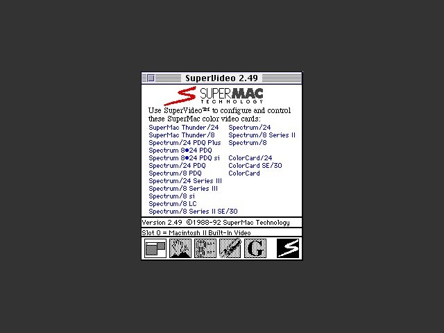 Drivers for SuperMac video cards (mostly NuBus) (1989)