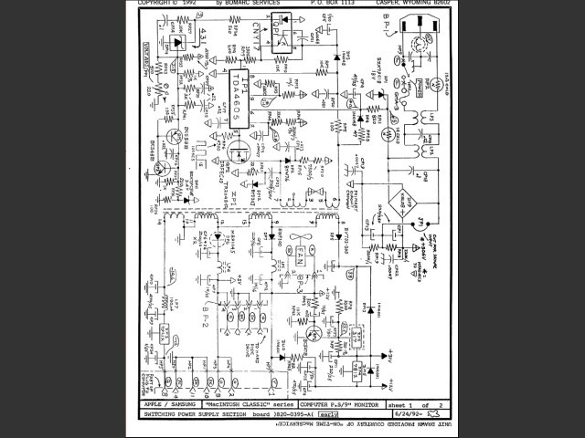 Bomarc  Services reverse engineered 68K Macintosh Schematics (M0001, Plus, SE,... (1994)