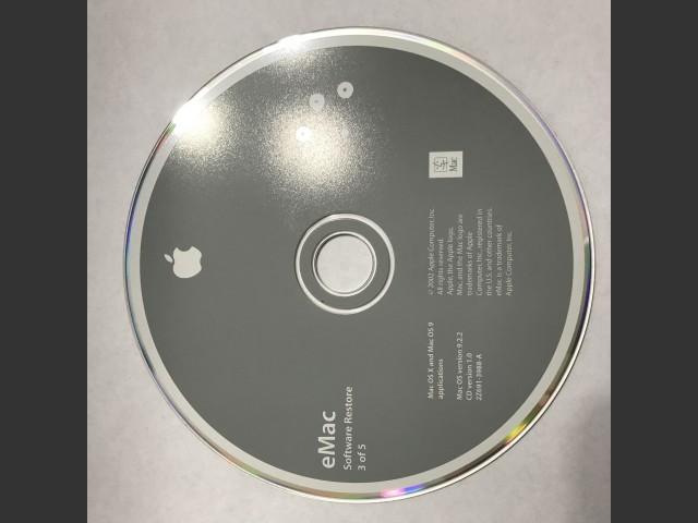 eMac Software Restore (5 CD set) Mac OS X & Mac OS 9 applications SSW 9.2.2 Disc v1.0... (2002)