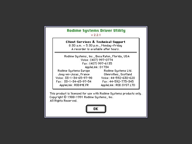 Rodime Driver Utility 2.2.1 (1991)